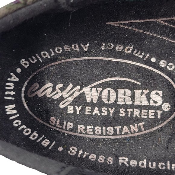 Easy Works by Easy Street Leeza Clogs Blue Purple Floral Slip Resistant Size 6.5 - Picture 7 of 12